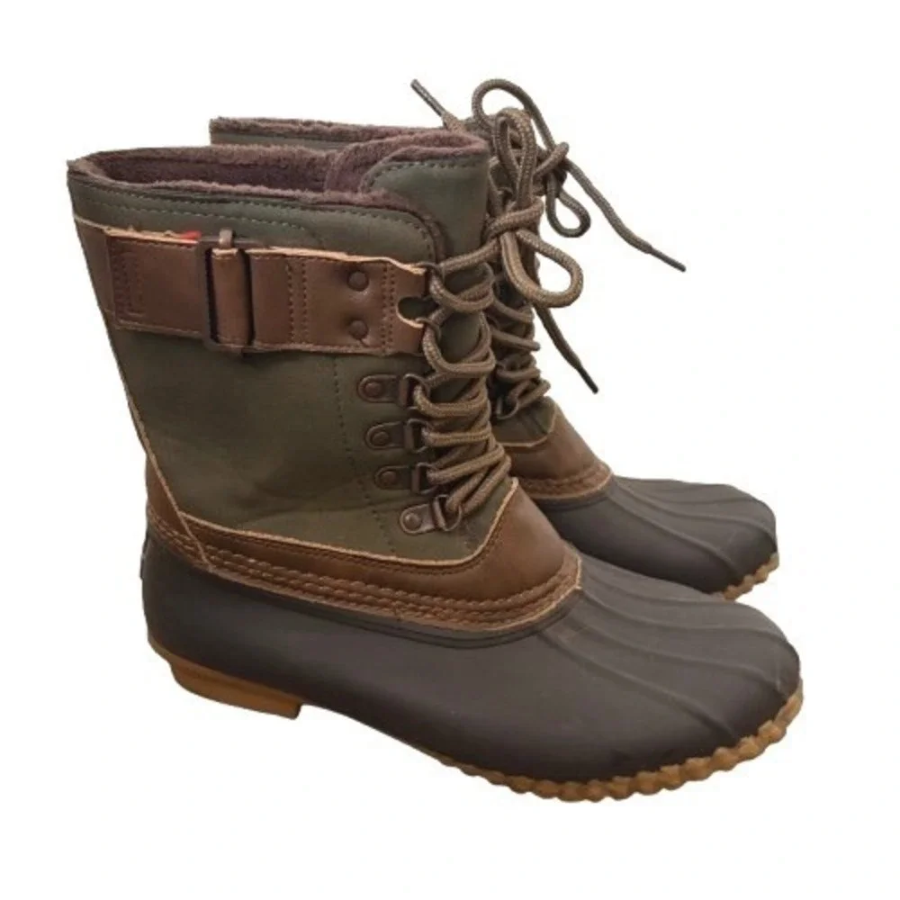 JBU by Jambu Nova Scotia Lace Up Duck Boots Weatherproof‎ Green Brown Size 7